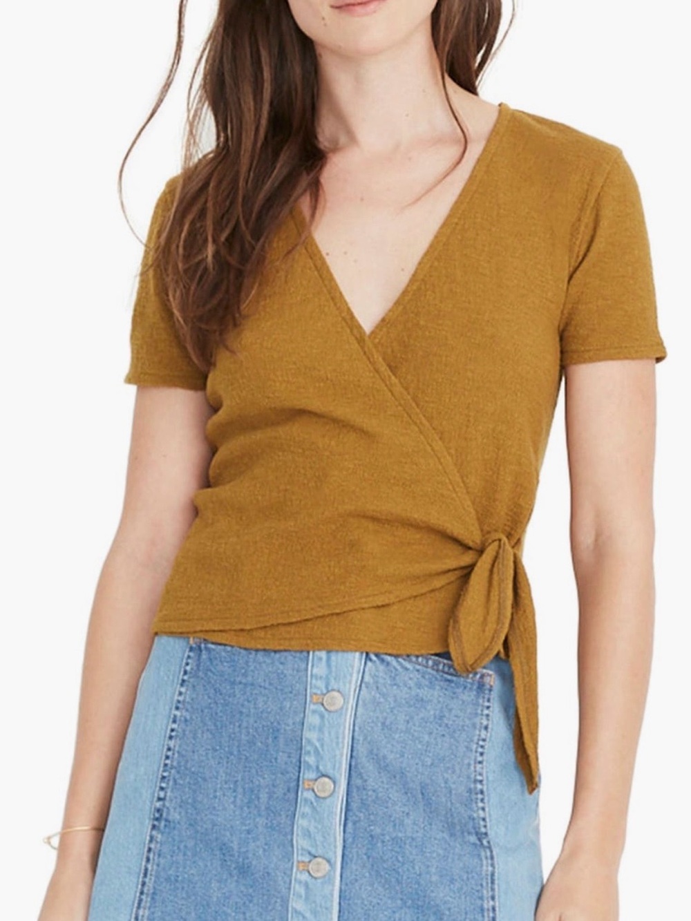Madewell Golden Wrap Short Sleeve Top